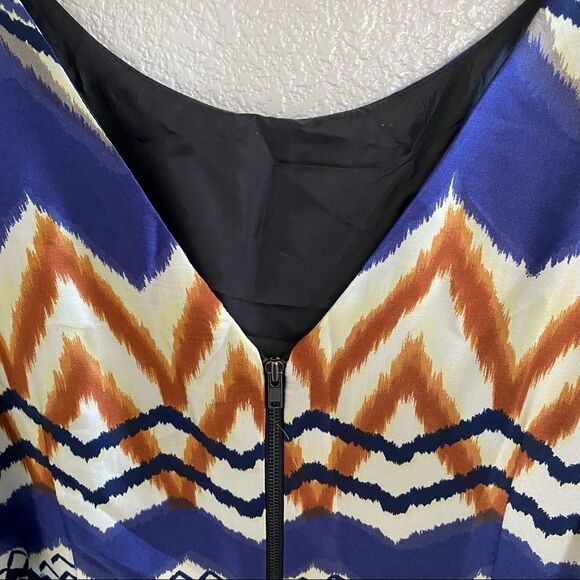 Isabel & Nina Fit & Flare Silky Dress – Blue Geometric , Size 10, NWT - Picture 6 of 9